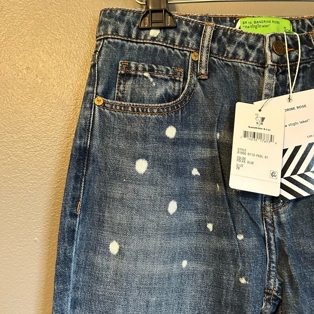 NWT Free People Sandrine Rose Sz 28/US 6 Polka dot High-rise Skinny Jeans! - Picture 2 of 16